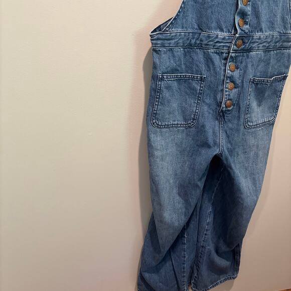 BCBGeneration Patch Pocket Wide Leg Cropped Denim Overalls - size Small - Picture 4 of 8